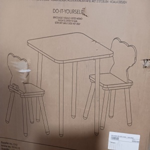 Navaris set masa + 2 scaune copii, MDF/lemn pin, masa 50x50x38cm + scaune 27x27x48cm, 15kg, capacitate 50kg, varsta 3+ ani - Verificat A · Re-Bloom - Img 6