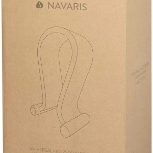 Navaris suport casti, piele ecologica PU/ABS/lemn/EVA, 26x16x11 cm, 500g, 2 autocolante rezerva EVA incluse, negru - Verificat B · Re-Bloom - Img 4