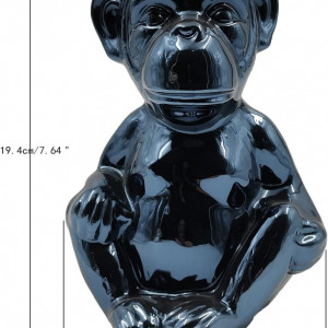 Obiect decorativ Casaido, model maimuta, negru, ceramica, 19,4 x 13,7 x 12 cm - Img 2