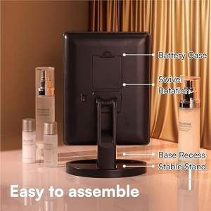 Oglinda de machiaj H&S cu lumini, plastic/sticla, LED, 17 x 27 cm, Resigilat, Grad A - Img 3