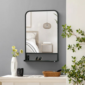 Oglinda de perete Deeann, metal/sticla, negru, 50 x 70 x 10,2 cm