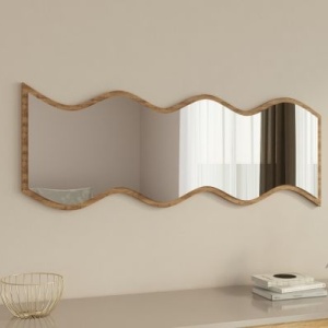 Oglinda de perete Re-Bloom, MDF/sticla, alb/nuc, 40 x 120 x 2,2 cm - Img 3
