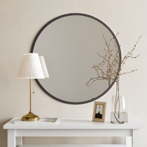Oglinda de perete Re-Bloom, MDF/sticla, negru, 60 cm - Img 2