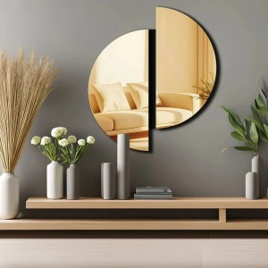 Oglinda decorativa Wallxpert, plexiglas 1mm/EVA 10mm, 44x50 cm, montare banda dubla, auriu - Verificat A · Re-Bloom - Img 2