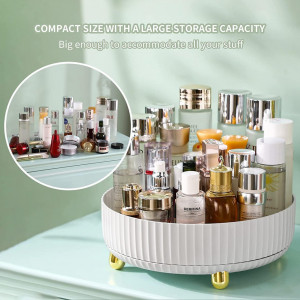 Organizator rotativ pentru cosmetice Jognee, plastic, alb/auriu, 21,9 x 7,4 cm