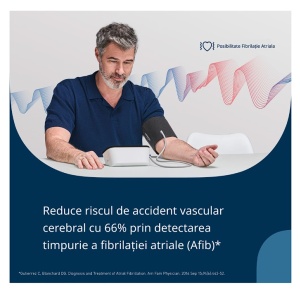 Pachet Tensiometru de brat automat OMRON M7 IT AFib, Tehnologie Intellisense, Adaptor AC original Omron, Alb, Resigilat, Grad A - Img 6