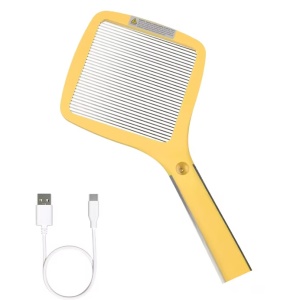 Paleta electrica pentru muste Mafiti, ABS/metal, galben/argintiu, 43 x 22 cm