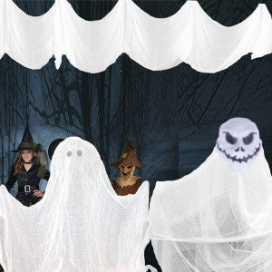 Panza de decor pentru Halloween Vohoney, tifon, alb, 5 x 2,15 m - Img 2