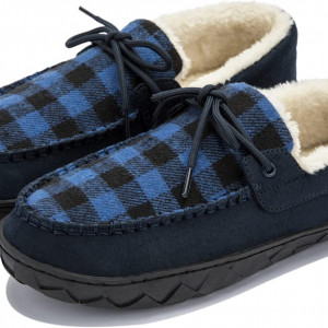 Papuci de camera TEGELE, textil/cauciuc, albastru/alb/negru, 39 - Img 2