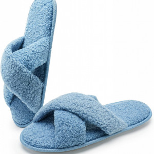 Papuci de casa confortabili pentru femei WateLves, microfibra/spuma de memorie/cauciuc, albastru, 42-43