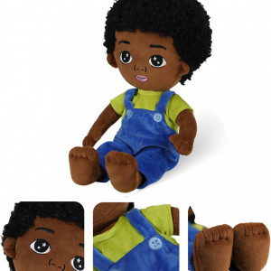 Papusa afro-americana pentru copii JUSTQUNSEEN, poliester, multicolor, 50 cm - Img 3