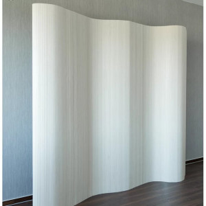 Paravan Deemston, bambus/poliester, gri deschis, 200 x 250 x 0,3 cm