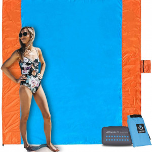 Patura de plaja 4Monster, nailon, portocaliu/albastru, 210 x 200 cm