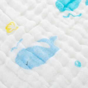 Paturita pentru bebelusi MINIMOTO, bumbac, alb/albastru, 110 x 110 cm - Img 3