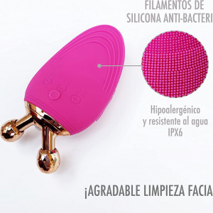 Perie de curatare electrică cu rola de masaj Genérico, USB, silicon, roz - Img 6