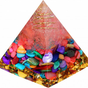 Piramida Orgone cu 11 cristale vindecatoare YORFULL, cristal, multicolor, 6 x 6 cm - Img 1