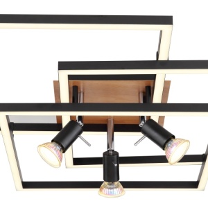 Plafoniera Celestino, LED, metal/plastic, alb/negru/maro, 63,5 x 63,5 x 14 cm