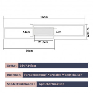Plafoniera LED Metro Lane, metal, alb, 95 x 17,2 x 5cm