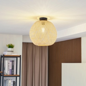 Plafoniera Lindby Dabila, bambus, natur, 35 x 36,5 cm - Img 5