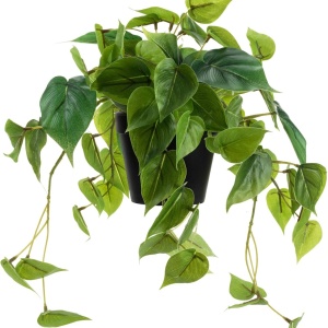 Planta artificiala in ghiveci LuckyGreenery, plastic, verde/negru, 11,9 x 20 cm