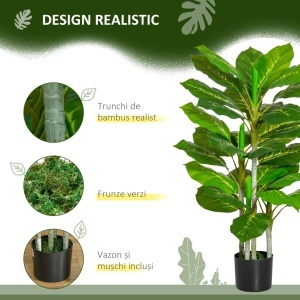 Planta artificiala in ghiveci Re-Bloom, PEVA/PE/ciment, inaltime 95 cm, 33 frunze, vas diametru 15x13 cm, verde/negru - Verificat A · Re-Bloom - Img 5