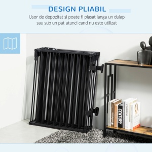 Poarta pliabila 8 sectiuni cu blocare automata, otel/plastic, 482.5x76cm, Negru - Verificat A · Re-Bloom - Img 5