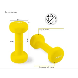 POWRX set 2 gantere fixe, fonta cu invelis neopren, 2x1.5kg, Galben - Verificat A · Re-Bloom - Img 2