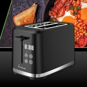 Prajitor de paine Fram FTP-8007DBK, Putere 800W, 2 felii, 7 niveluri rumenire, Panou digital, Control Touch, Negru - Img 2