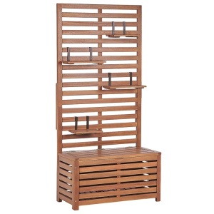 Produs Resigilat Banca de gradina cu panou rafturi Re-Bloom Matino, lemn salcam/otel, 80x40x170 cm, 4 rafturi, 2 persoane, 140 kg/persoana, maro - Verificat A - Img 7