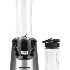Produs Resigilat Blender sport Heinner HSB-T400SS, 400W, 19000RPM, recipient Tritan fara BPA 600ml, recipient Tritan fara BPA 400ml, doua capace "gata de plecare", buton ON/OFF, lame din inox, carcasa inox