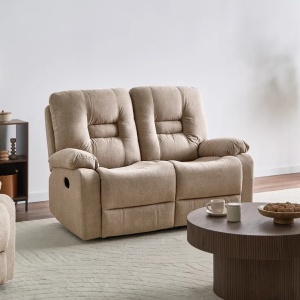 Produs Resigilat Canapea extensibila 2 locuri Re-Bloom Bergen, textil/placaj/fier, 149x72x101 cm, spuma 22cm, extensie manuala, 150 kg/persoana, bej - Verificat A - Img 2