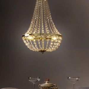 Produs Resigilat Candelabru Re-Bloom Diamante, fier/sticla acrilica, 40x40x110 cm, 2 lumini E14 max 40W, 230V, IP20, bec neinclus, auriu - Verificat A - Img 2