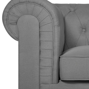 Produs Resigilat Fotoliu Re-Bloom Chesterfield, textil/eucalipt, 112x85x79 cm, spuma, 125 kg, gri deschis - Verificat A - Img 6