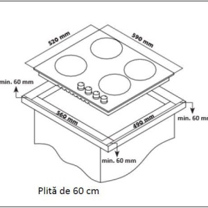 Produs Resigilat Plita incorporabila Heinner HBH-S584I-IX, Gaz, 4 arzatoare, Gratar email, Control lateral, Aprindere electrica, Dispozitiv de siguranta, Duze GPL incluse, Dimenziuni (LxA): 58x51 cm, Culoare: Inox - Img 2