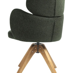 Produs Resigilat Scaun de masa pivotant Re-Bloom Marcy, textil/placaj stejar, 60x66x85 cm, rotire 360°, 100 kg, verde inchis/natur - Verificat A - Img 3