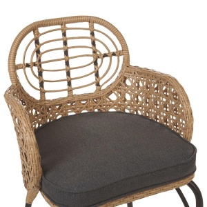 Produs Resigilat Set 2 scaune de gradina cu perne Re-Bloom Pratello, ratan PE/textil/otel, 45x49x84 cm, 100 kg, gri grafit/natur - Verificat A - Img 4