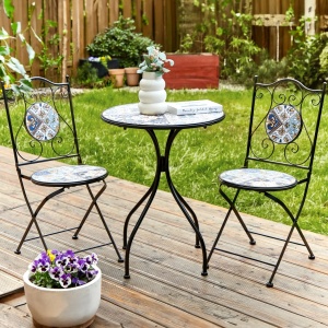 Produs Resigilat Set 2 scaune de gradina Re-Bloom Civita, fier/ceramica, 40x45x90 cm, 150 kg, multicolor - Verificat A - Img 2