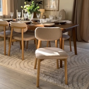 Produs Resigilat Set 2 scaune de masa Re-Bloom Mills, textil/MDF/spuma, 50x58x80 cm, sezut 50x45 cm, 120 kg, natur/bej deschis - Verificat A - Img 5