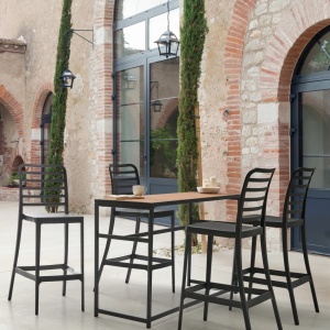 Produs Resigilat Set 4 scaune de bar Re-Bloom Seceda, polipropilena, 41x59x116 cm, UV5, rezistente la apa, negru - Verificat A - Img 2