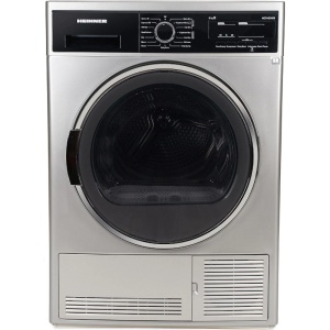 Produs Resigilat Uscator de rufe cu condensare Heinner HCD-V804SB, Capacitate incarcare 8kg, Clasa energetica B, 15 programe de uscare, Design elegant cu panel negru si usa cromata, Display LED, Program rapid camasi 12 min, Program expres 29 min, Program