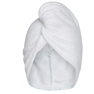 Prosop turban pentru par, bumbac 100%, alb - Img 3