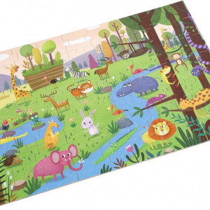 Puzzle cu 63 piese pentru copii OhMill, hartie, animale, multicolor, 48 x 33 cm - Img 8