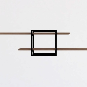 Raft de perete Asir, metal/PAL, negru/pin atlantic, 120 x 30 x 18 cm