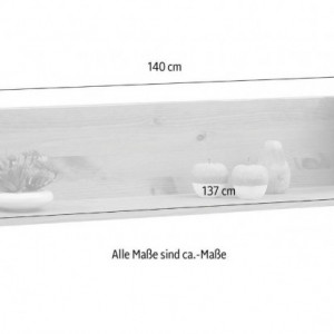 Raft de perete Home Affaire, lemn masiv, alb, 140 x 20 x 20 cm - Img 3