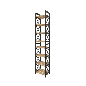 Raft multifunctional Mini Flower 8, lemn plastic, design modern industrial, 23x128x18cm, Negru - Verificat A · Re-Bloom