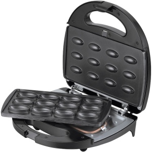 RESIGILAT - Aparat de facut nuci Heinner Dessert Supreme HNM-750BKS, 750W, capacitate 12 bucati, placi detasabile cu învelis neaderent, indicator luminos, manere termoizolate, Negru - Img 3