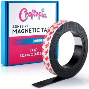 Rola de banda adeziva magnetica pentru mestesuguri Craftopia, negru, 1.3 x 762 cm