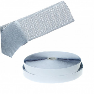 Rola de banda de cusut cu carlig si bucla TUKA-i-AKUT, fibre sintetice, gri argintiu, 25 m x 20 mm