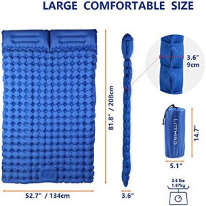 Saltea gonflabila pentru camping Litthing, nailon, albastru, 200 x 135 x 9 cm - Img 4
