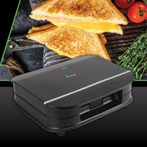 Sandwich maker Fram FSM-700BK, Putere 700W, capacitate 2 sandwich-uri, Placi fixe cu invelis antiaderent, Design depozitare verticala, Negru - Img 2